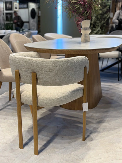 Silla Carly Chenille Gris Base Natural