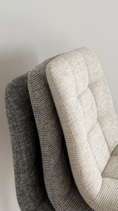 Silla Dallas Chenille Gris Oscuro Base Natural