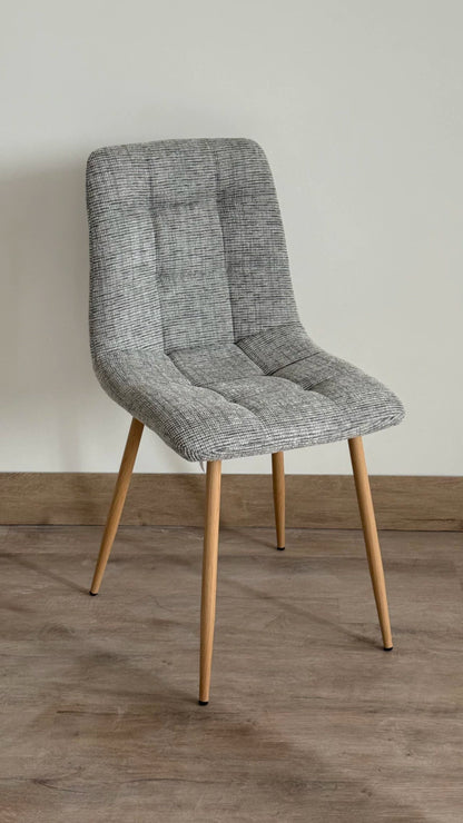 Silla Dallas Chenille Gris Claro Base Natural