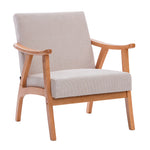 Sillón Laurel Chenille Beige Base Natural