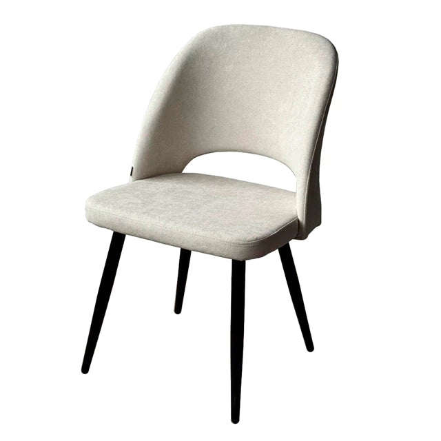 Silla Kendra Beige Chenille Base Negra