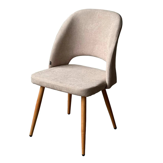 Silla Kendra Chenille Taupe Base Natural