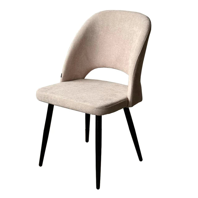 Silla Kendra Chenille Taupe Base Negra