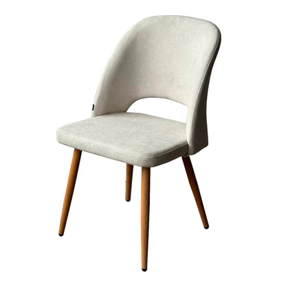 Silla Kendra Gris Claro Chenille Base Natural