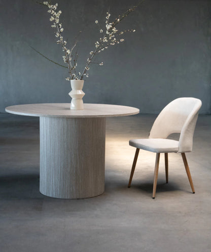 Silla Kendra Gris Claro Chenille Base Natural