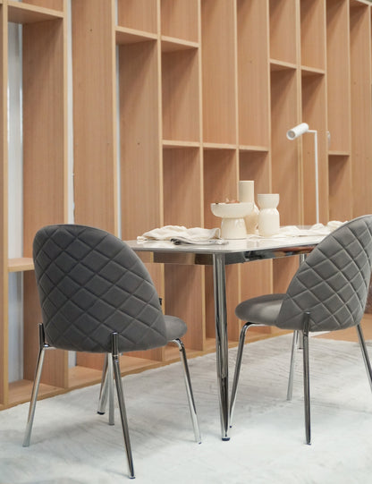 Silla Catania Pana Gris Claro Base Cromo