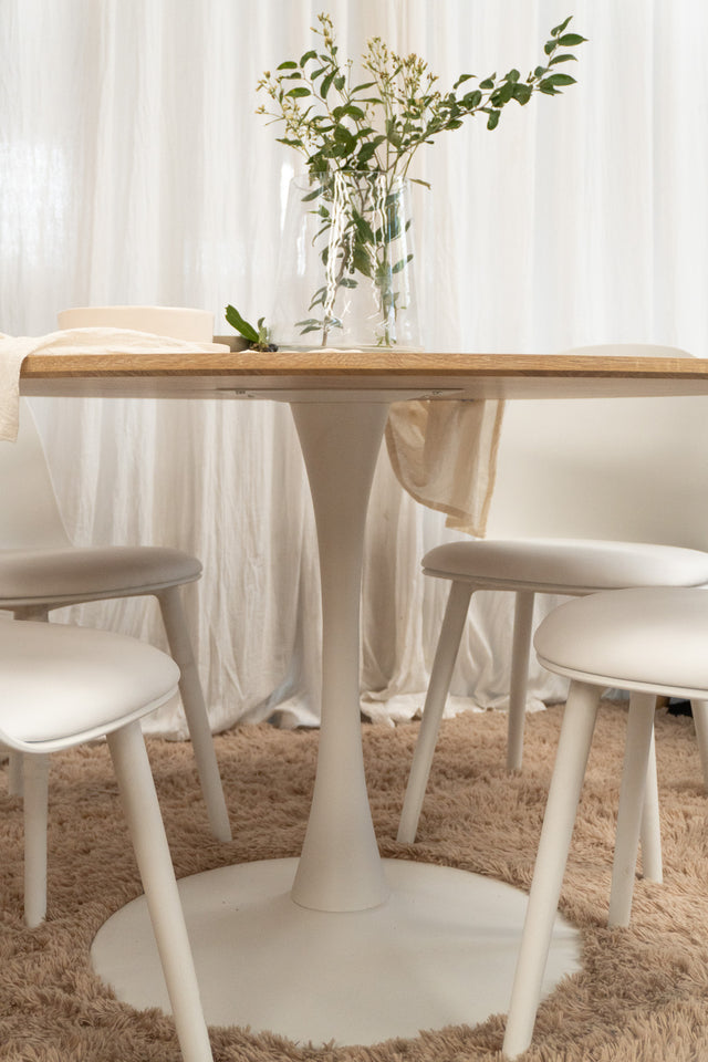 Mesa Noma Tapa Madera Base Blanca