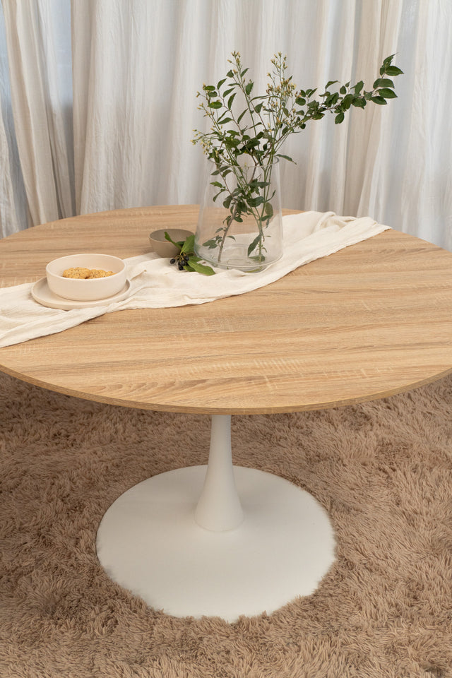 Mesa Noma Tapa Madera Base Blanca