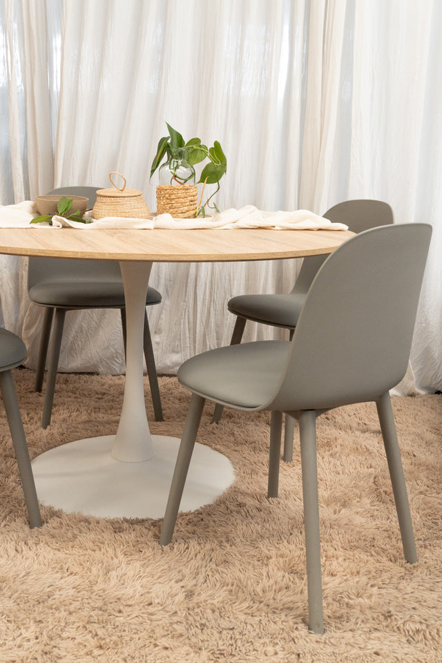 Mesa Noma Tapa Madera Base Blanca
