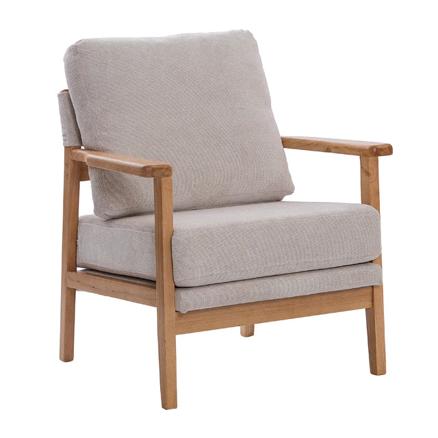 Sillón Niko Chenille Beige Base Natural