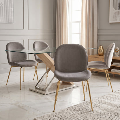 Silla Kyris Gris Claro Base Dorada
