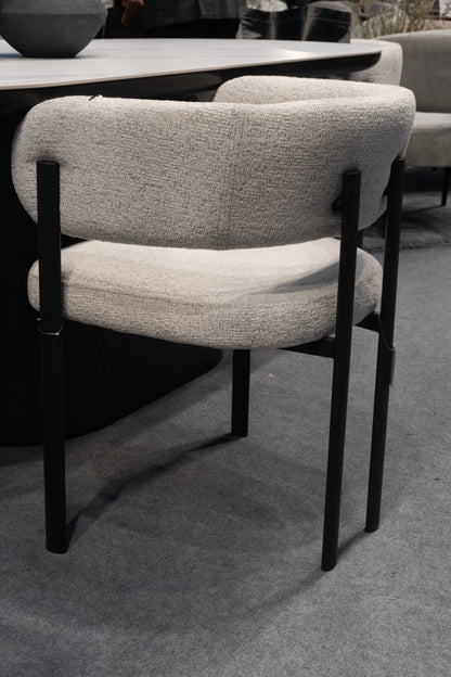 Silla Carly Chenille Gris Base Negra