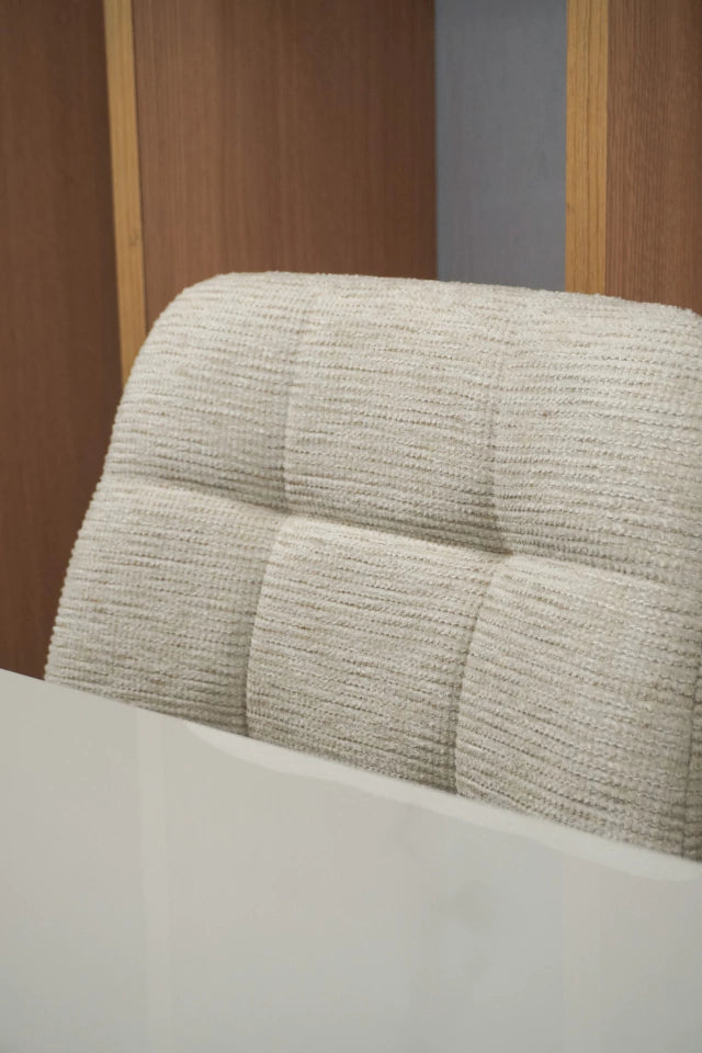 Silla Dallas Chenille Beige Base Negra