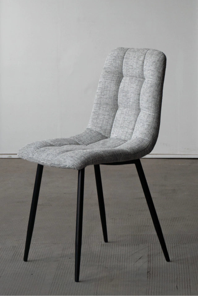 Silla Dallas Chenille Gris Claro Base Negra