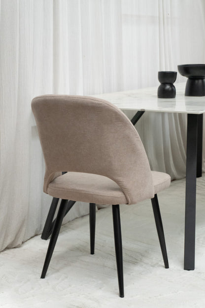 Silla Kendra Taupe Chenille Base Negra