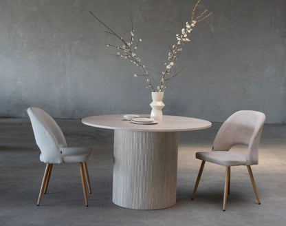 Silla Kendra Chenille Taupe Base Natural
