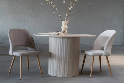 Silla Kendra Chenille Beige Base Natural