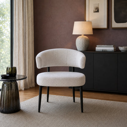 Sillón Bondie Chenille Beige Base Negra