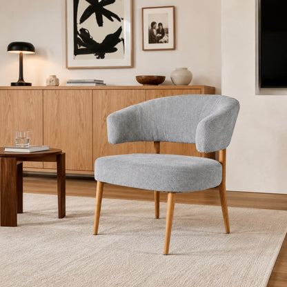 Sillón Bondie Chenille Gris Base Natural