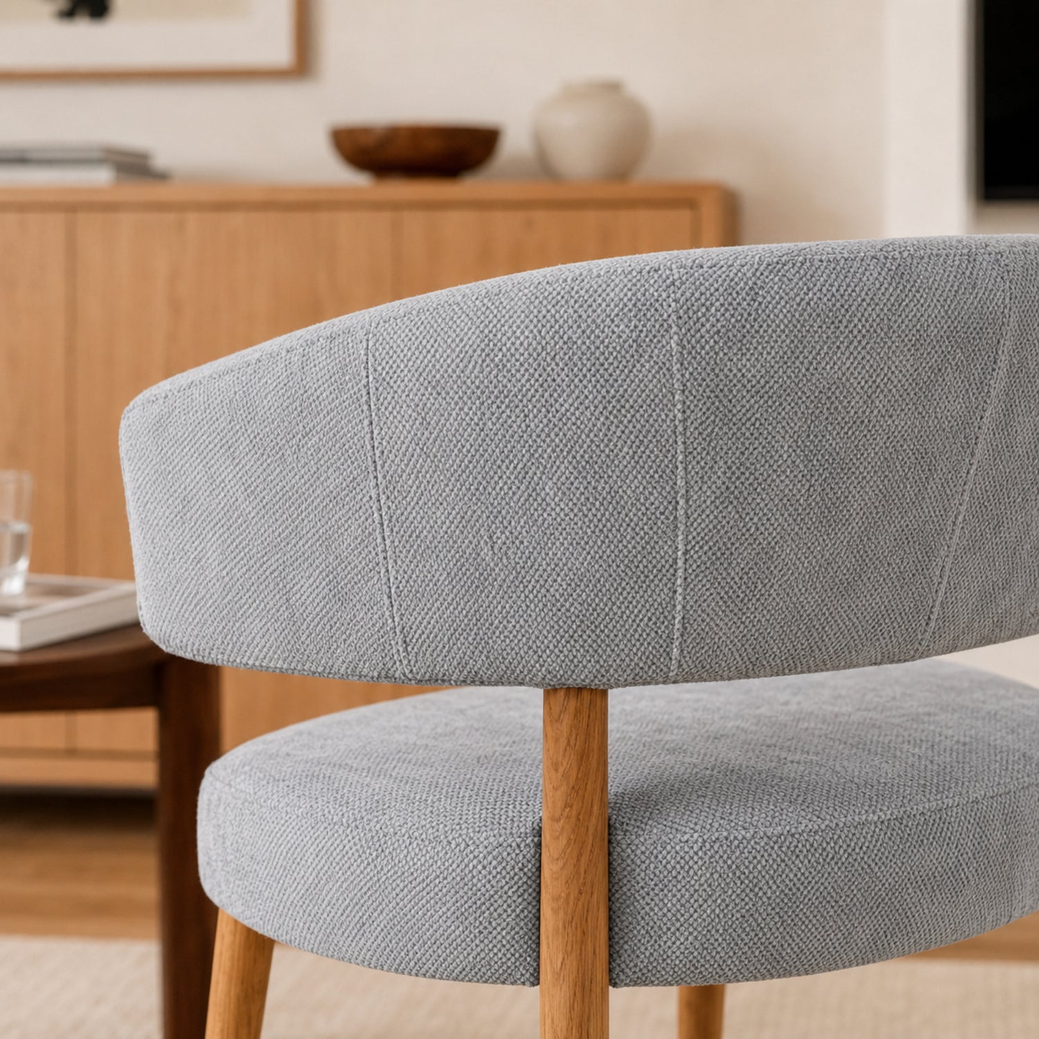 Sillón Bondie Chenille Gris Base Natural