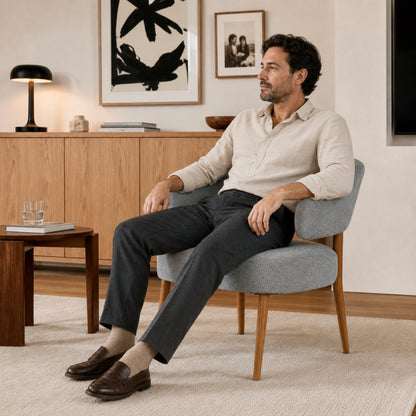 Sillón Bondie Chenille Gris Base Natural