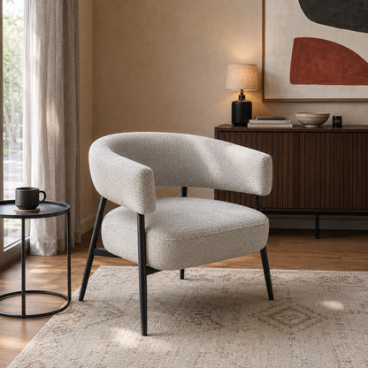 Sillón Dott Chenille Gris Base Negra
