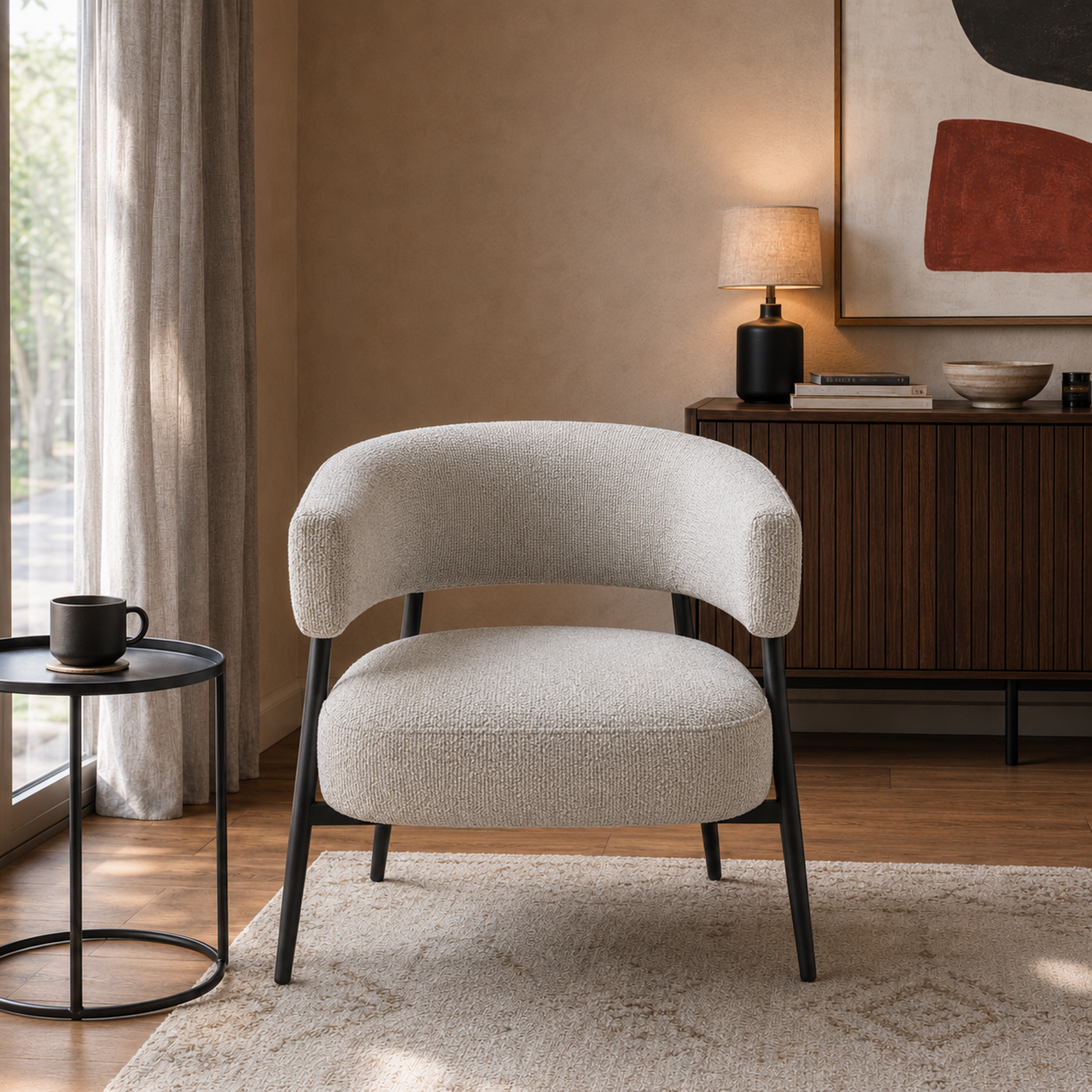 Sillón Dott Chenille Gris Base Negra