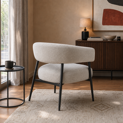 Sillón Dott Chenille Gris Base Negra
