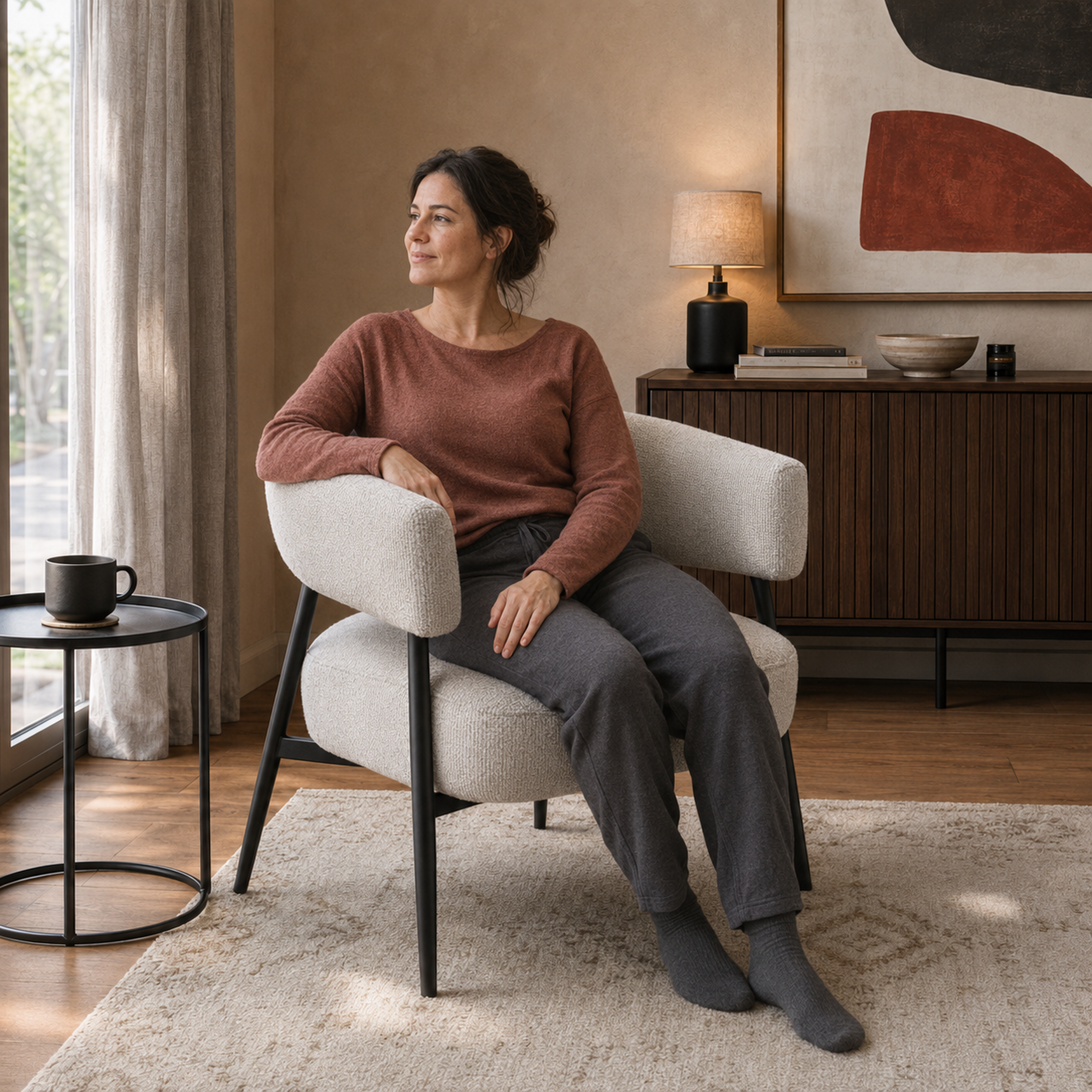 Sillón Dott Chenille Gris Base Negra
