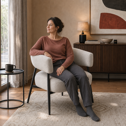 Sillón Dott Chenille Gris Base Negra