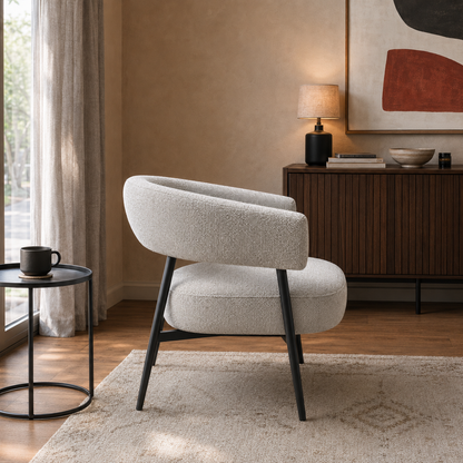 Sillón Dott Chenille Gris Base Negra