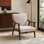 Sillón Laurel Chenille Taupe Base Walnut