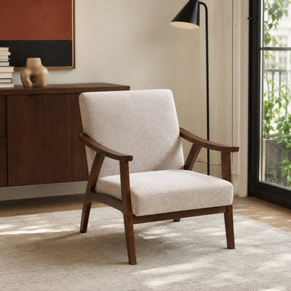Sillón Laurel Chenille Taupe Base Walnut