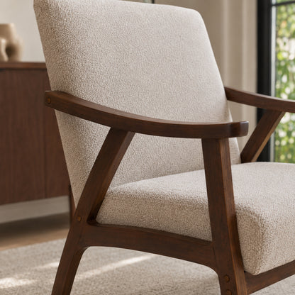 Sillón Laurel Chenille Taupe Base Walnut