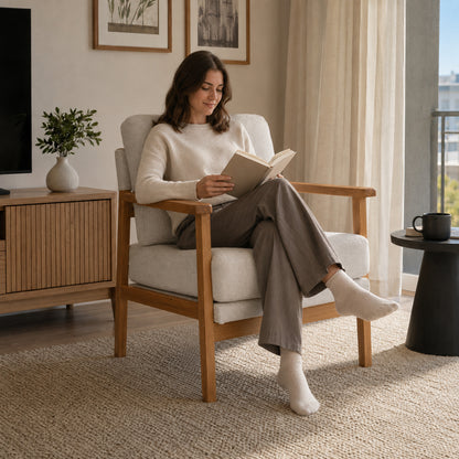 Sillón Niko Chenille Beige Base Natural