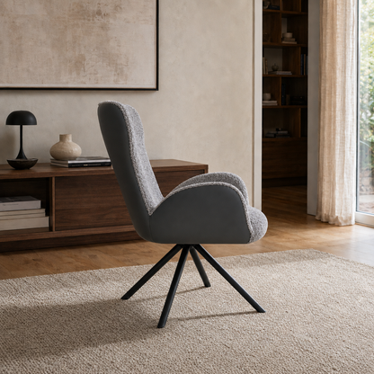 Sillón Niva Gris Oscuro Ecocuero y Boucle