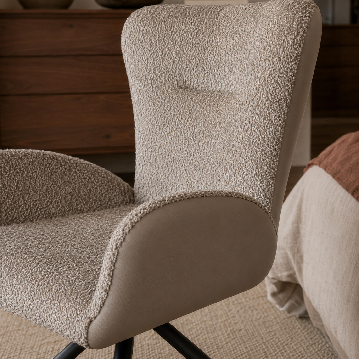 Sillón Niva Taupe Ecocuero y Boucle