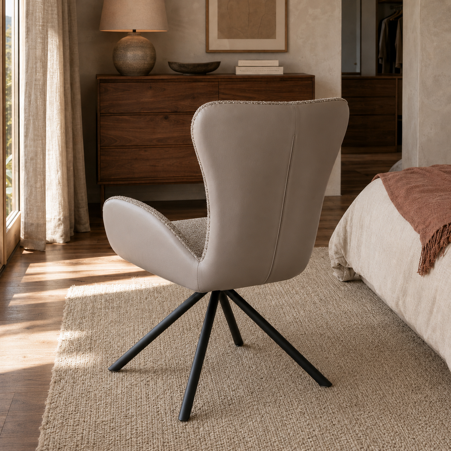 Sillón Niva Taupe Ecocuero y Boucle