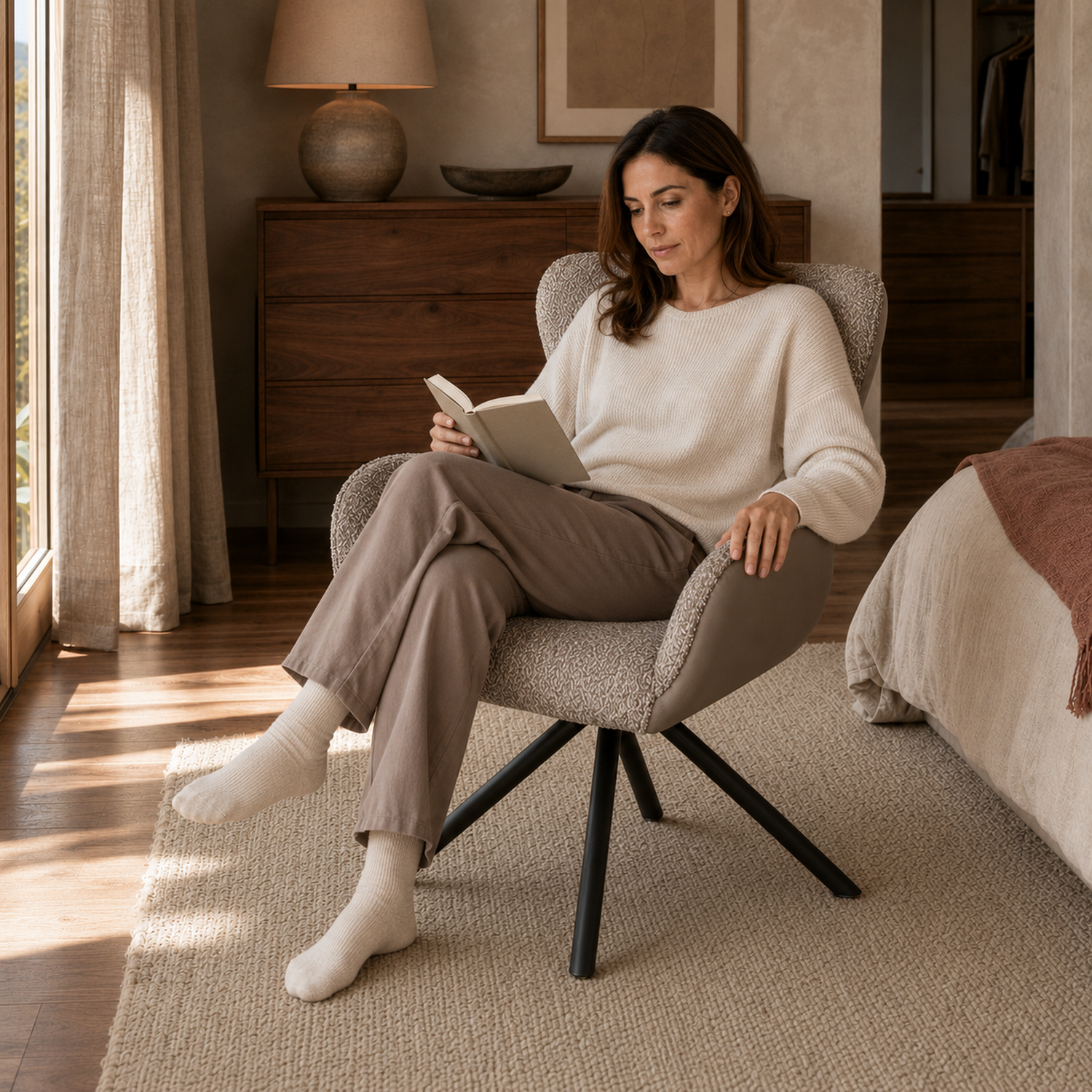 Sillón Niva Taupe Ecocuero y Boucle