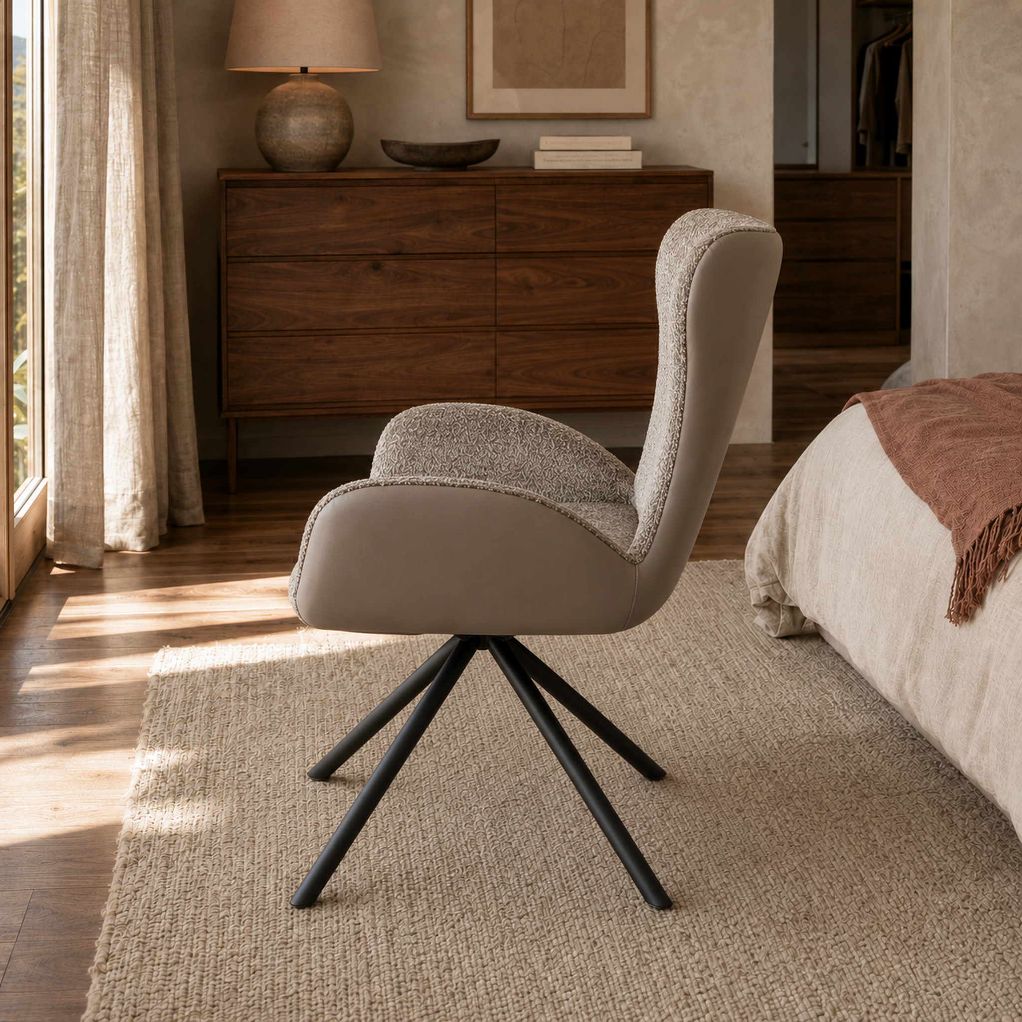 Sillón Niva Taupe Ecocuero y Boucle