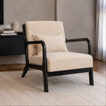 Sillón Olia Chenille Beige Madera Negra