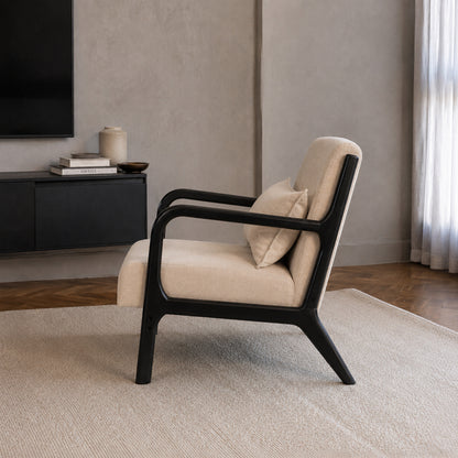 Sillón Olia Chenille Beige Madera Negra