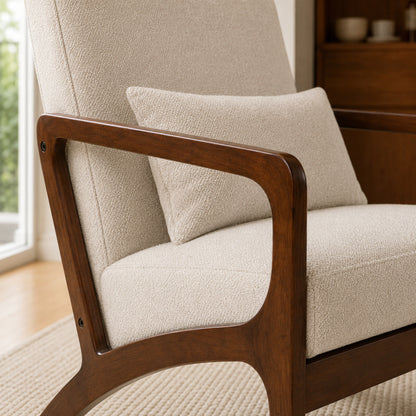 Sillón Laurel Chenille Beige Base Walnut