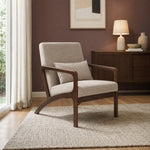 Sillón Riga Chenille Taupe Base Walnut