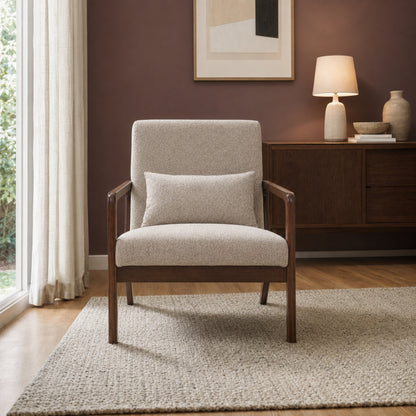 Sillón Riga Chenille Taupe Base Walnut