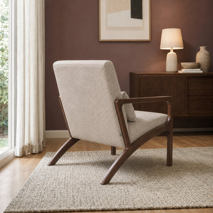 Sillón Riga Chenille Taupe Base Walnut
