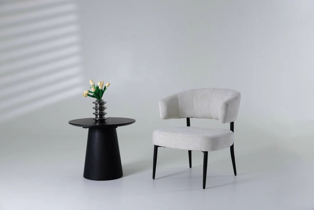 Sillón Bondie Chenille Beige Base Negra