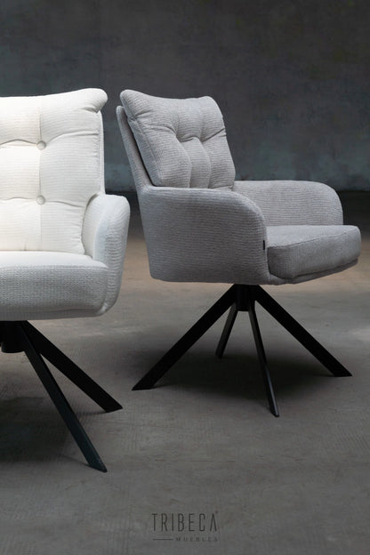 Sillón Valencia Beige Base Negra