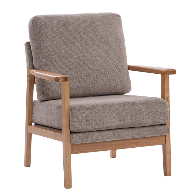 Sillón Niko Chenille Taupe Base Natural