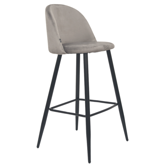 Banqueta Barcelona Pana Gris Claro Base Negra